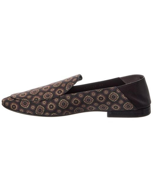 Saint Laurent Brown Alain Canvas & Leather Flat