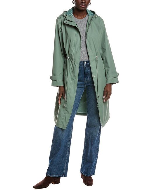 Ellen Tracy Green Longline Rain Jacket