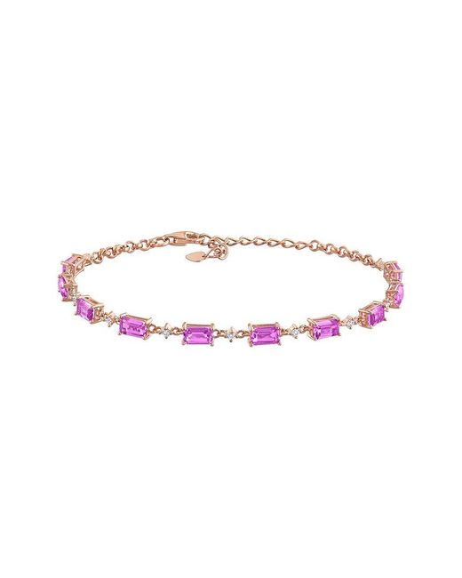 Rina Limor Pink 3.22 Ct. Tw. Lab-Grown Created Sapphire, Created Sapphire Station Bracelet