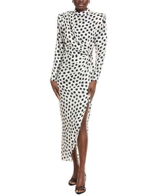 Ronny Kobo White Ariane Silk-Blend Midi Dress