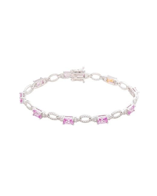 Suzy Levian White Silver 0.02 Ct. Tw. Diamond & Gemstone Bracelet