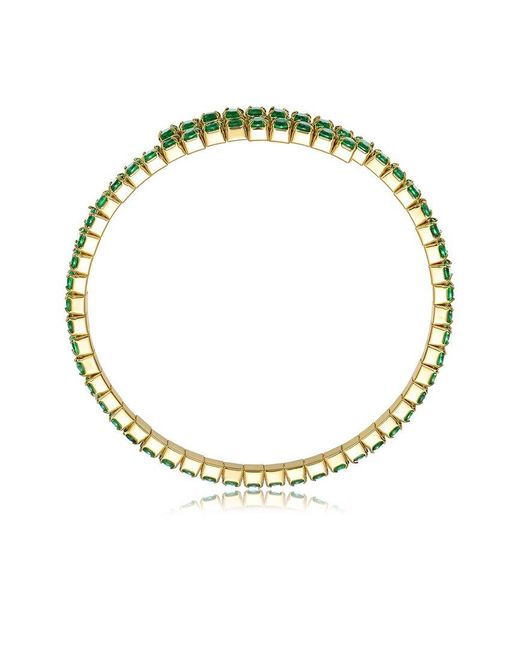 Rachel Glauber Metallic 14K Plated Cz Tennis Bracelet