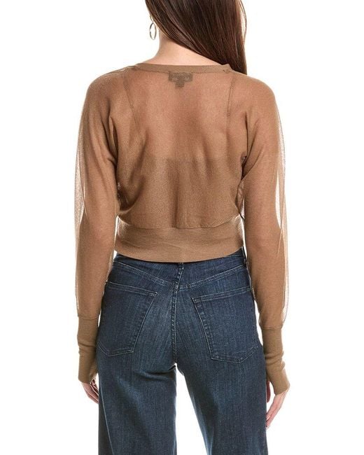 Kenneth Cole Blue Sheer Saddle Shoulder Crop Cardigan