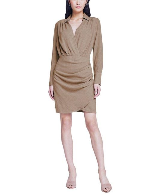 L'Agence Natural Libbie Wrap Skirt Linen-blend Mini Dress
