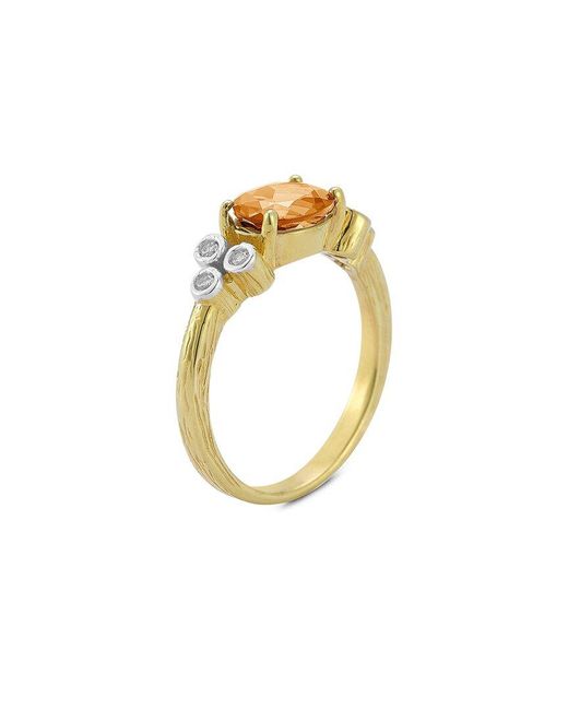 Reiss Metallic 14K 1.26 Ct. Tw. Diamond & Citrine Cocktail Ring