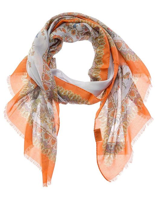 Etro Orange Silk-Blend Scarf