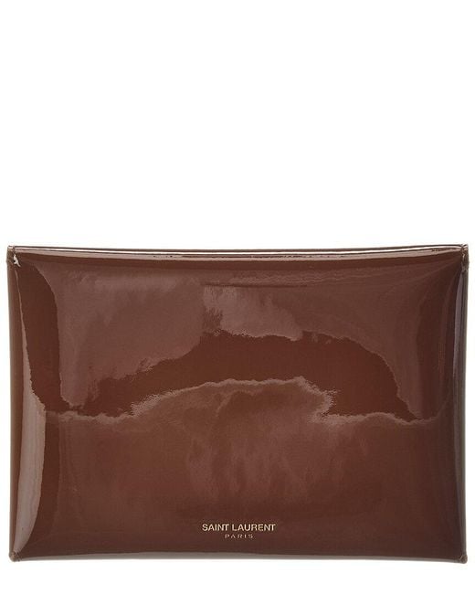 Saint Laurent Brown Patent Passport Case