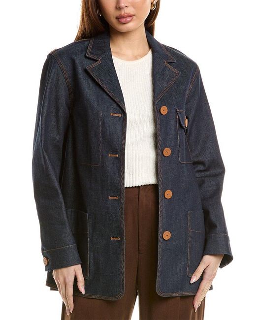Lafayette 148 New York Black Notched Collar Chore Jacket