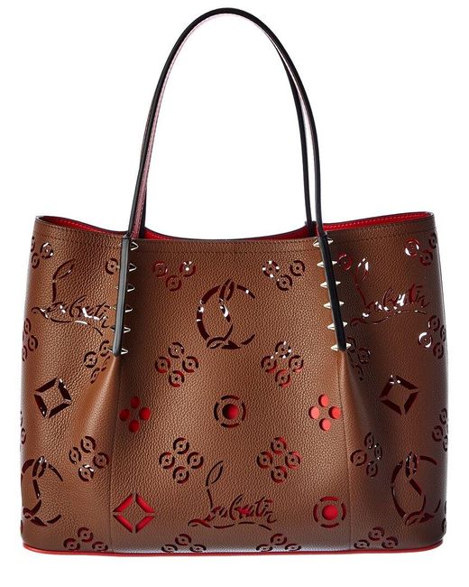 Christian Louboutin Cabarock Loubinthesky Small Leather Tote in Brown ...