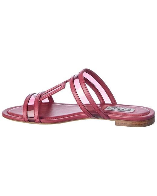 Tod's Pink Logo Leather Sandal