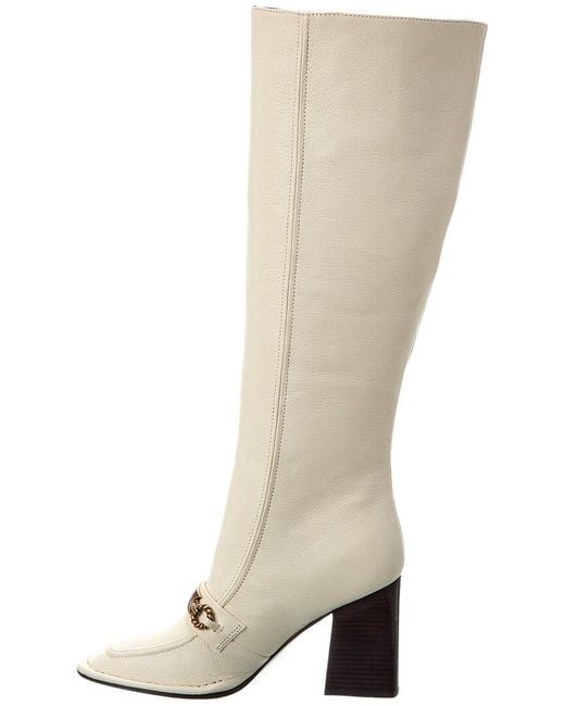 Tory Burch White Perrine Tall Leather Knee-high Boot