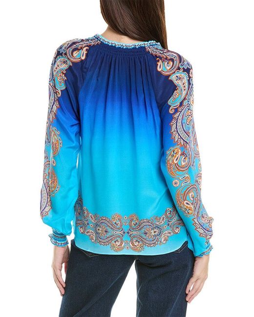 Hale Bob Blue Everleigh Silk Top