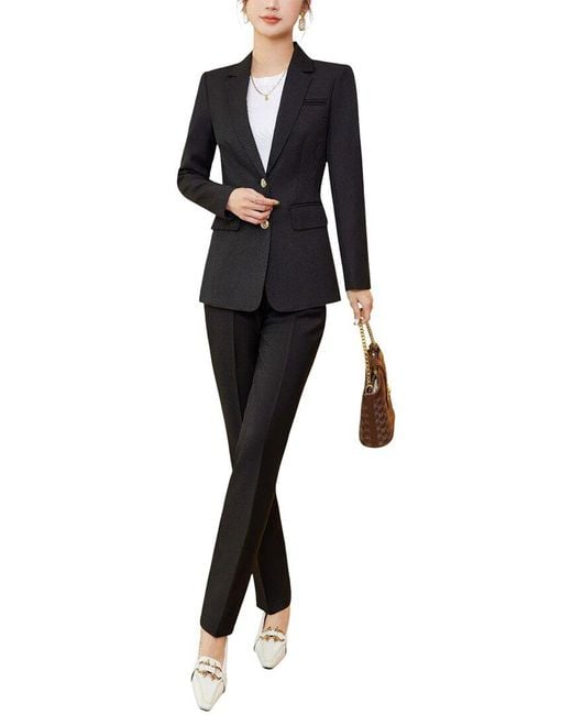 Bossy Chic Black 2Pc Blazer & Pant Set