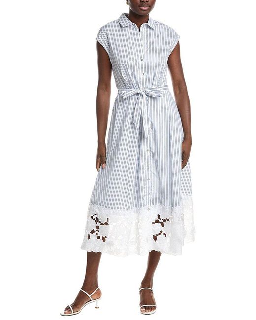 Ellen Tracy White 3D Cutout Broderie Poplin Shirtdress