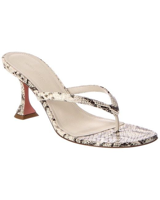 AMINA MUADDI White Juliette Snake-embossed Leather Thong Sandal