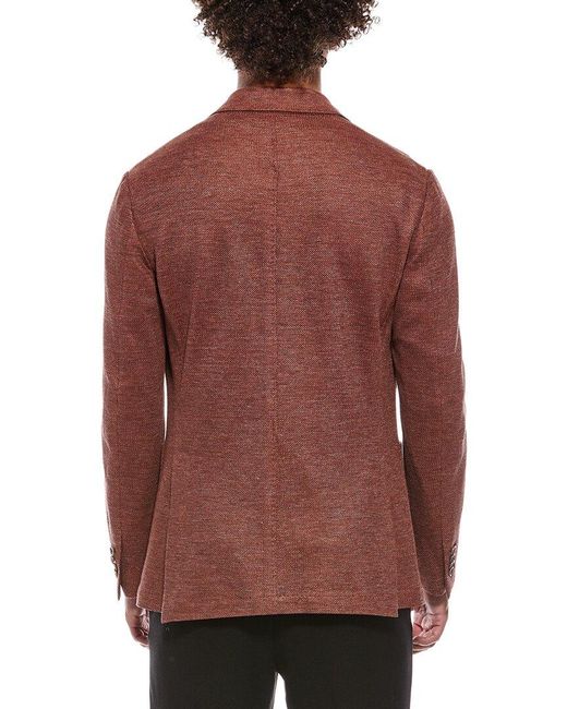 Canali Brown Linen-Blend Blazer for men