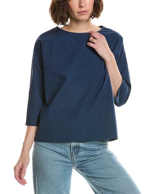 Gretchen Scott Blue Aphrodite Cold Wool & Silk-Blend Top