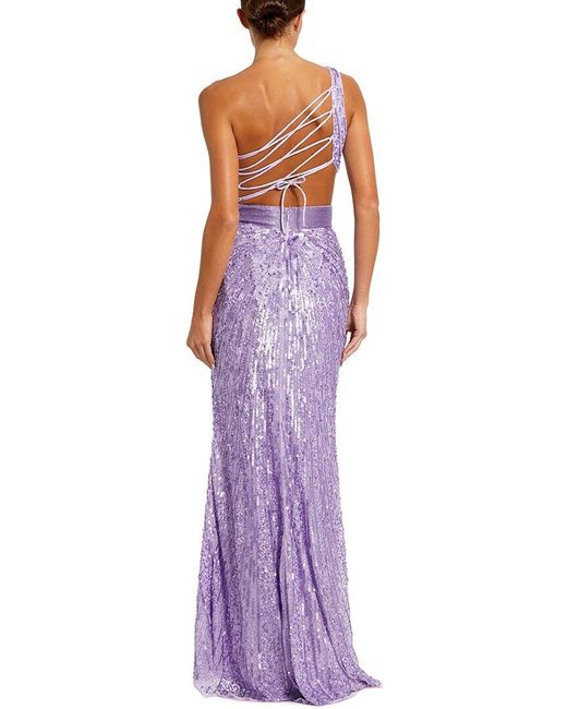 Mac Duggal Purple Beaded Gown