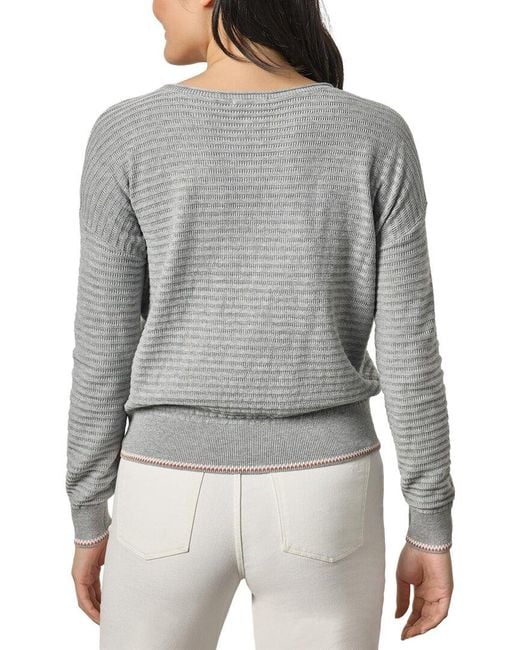 Lilla P Gray Tipped Hem Wide Neck Sweater