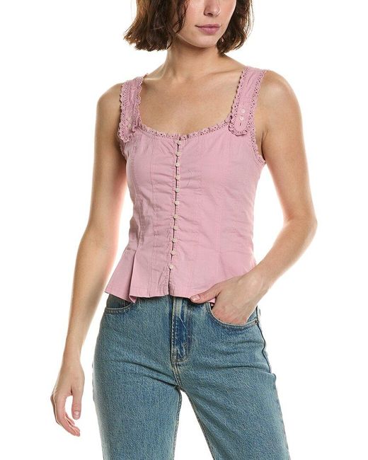 Free People Red Bridgette Corset Top