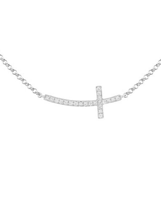 Diamond Select Cuts Metallic 14K Diamond Cross Necklace 0.06 Ct