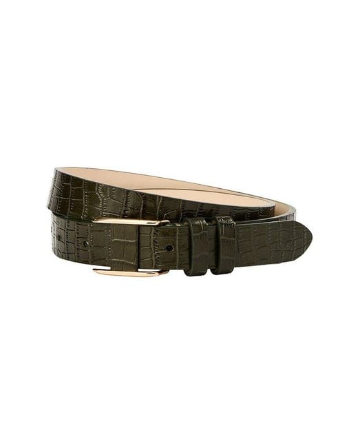 J.McLaughlin Green Allegra Croc-Embossed Leather Belt