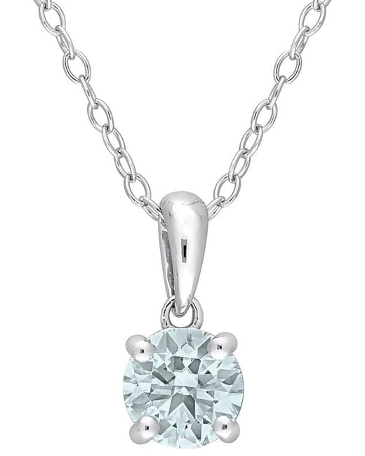 Rina Limor Metallic Silver 0.70 Ct. Tw. Aquamarine Solitaire Pendant Necklace
