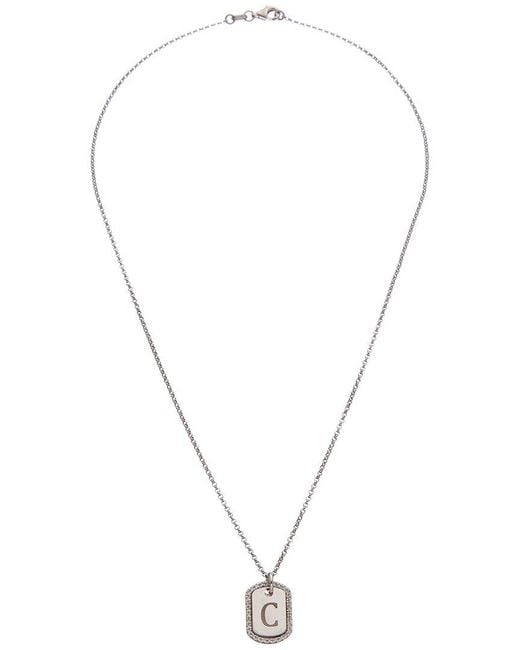 Meshmerise White 18k Over Silver 0.20 Ct. Tw. Diamond Dog Tag Initial Necklace (a-z)