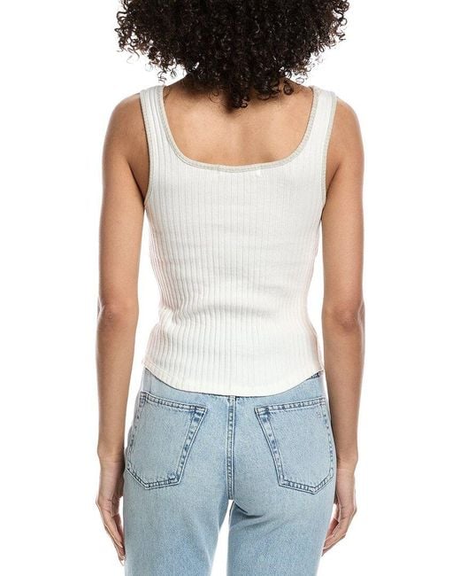 Project Social T White Constanza Notch Neck Rib Tank Top
