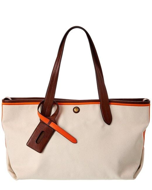 Mulberry Brown Leather & Canvas Tote