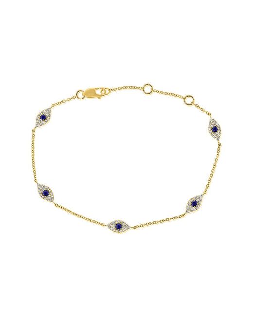 Sabrina Designs Metallic 14K 0.45 Ct. Tw. Diamond & Sapphire Evil Eye Bracelet