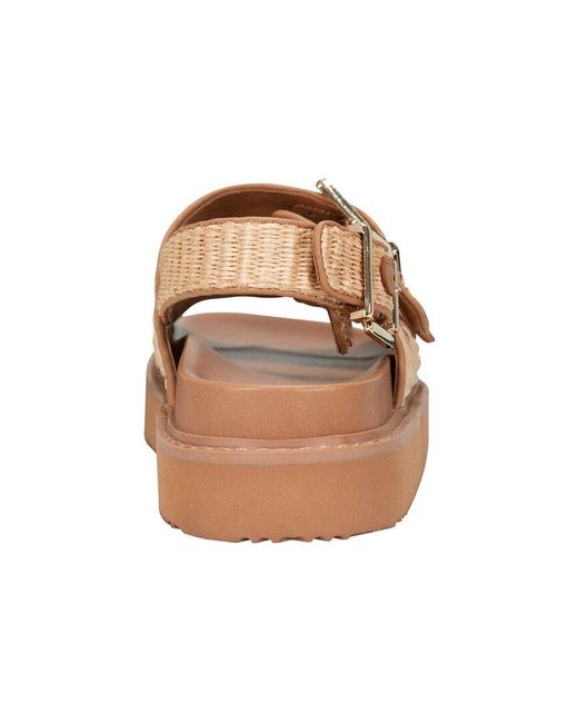 Marc Fisher Brown Agenda Leather-Trim Sandal