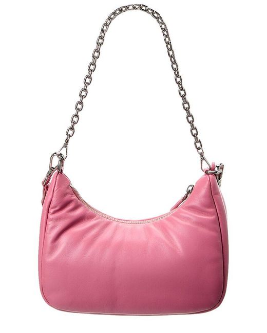 Prada Pink Re-edition 2005 Padded Leather Shoulder Bag