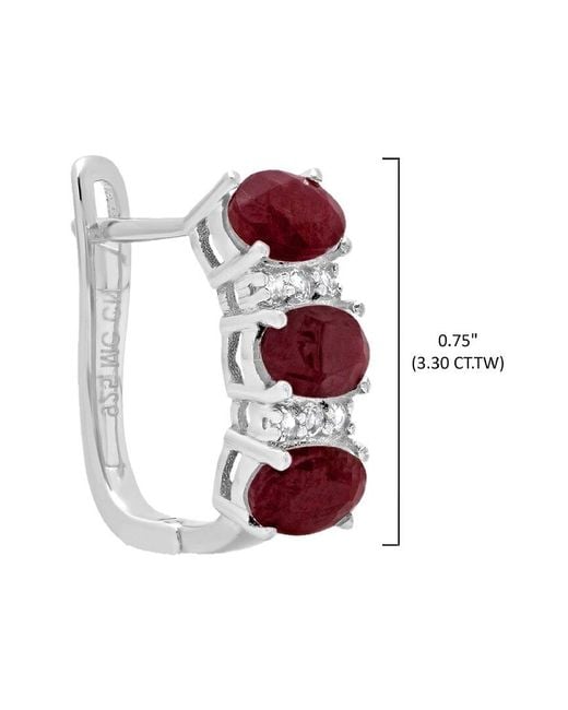 MaxColor Red 3.60 Ct. Tw. Ruby Hoops