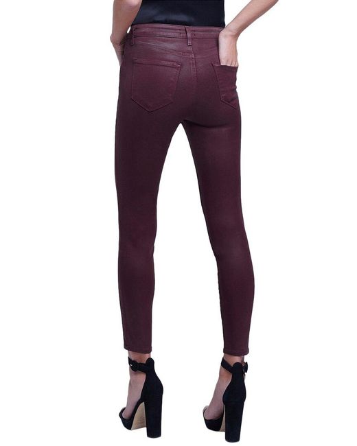 L'Agence Purple Margot High-rise Skinny Jean Dark Wine Coated Jean
