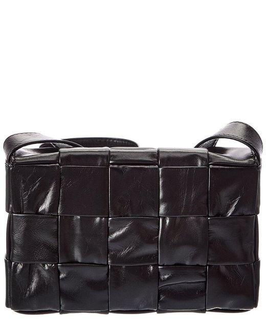 Bottega Veneta Black Cassette Small Maxi Intrecciato Leather Crossbody