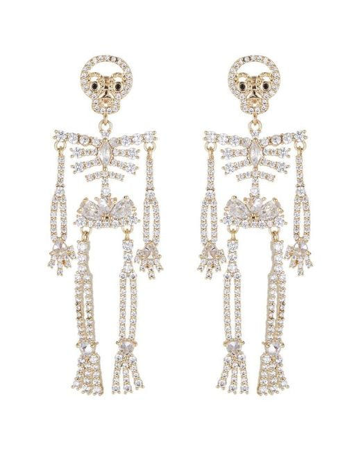 Eye Candy LA White Luxe 18k Goldplated & Cubic Zirconia Skeleton Drop Earrings