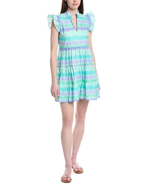 Sail To Sable Blue Sleeveless Flutter Sleeve Dress
