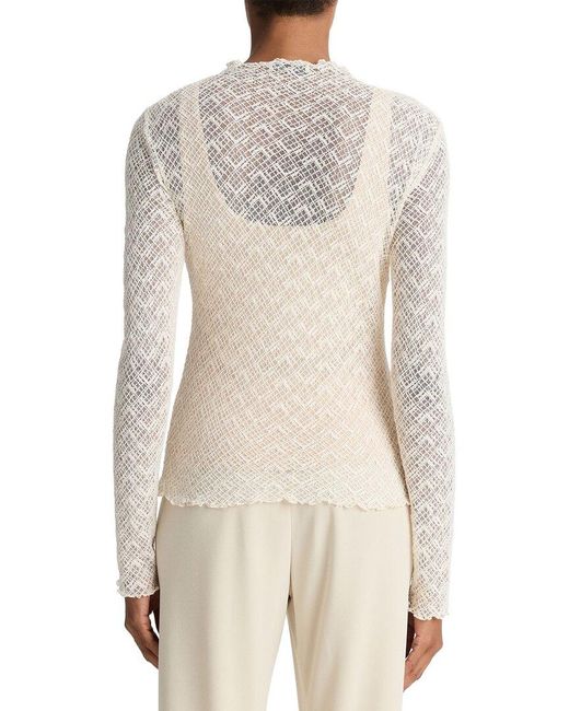 Vince White Lace Mock Neck Top