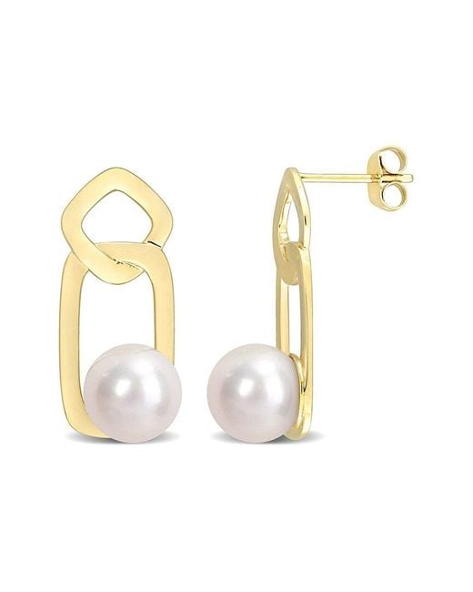Rina Limor Metallic 10k 8.5-9mm Pearl Earrings