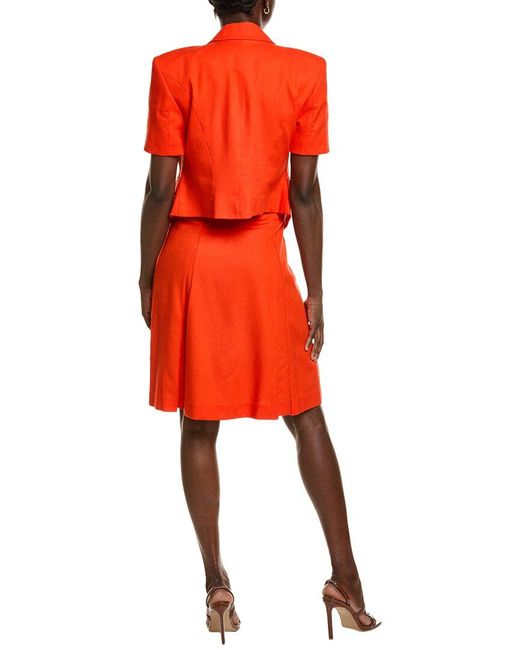 BGL Red 2Pc Linen-Blend Blazer & Dress Set