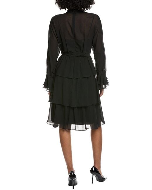 Mikael Aghal Black Solid Midi Dress