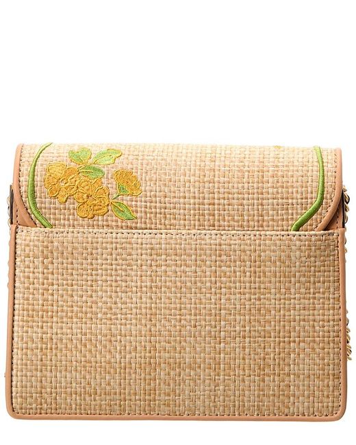 Tory Burch Robinson Embroidered Straw & Leather Convertible Shoulder Bag in Metallic Lyst