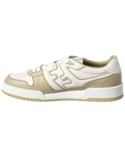 Fendi White Match Leather Sneaker for men