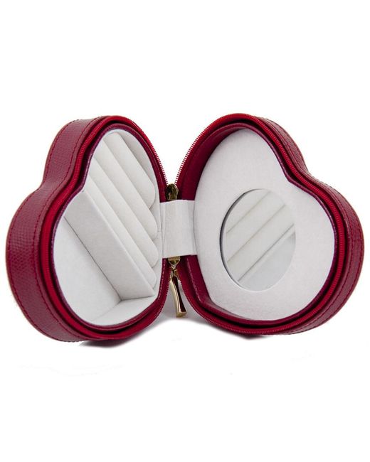Bey-berk Red Leather Small Heart-Shaped Jewelry Box