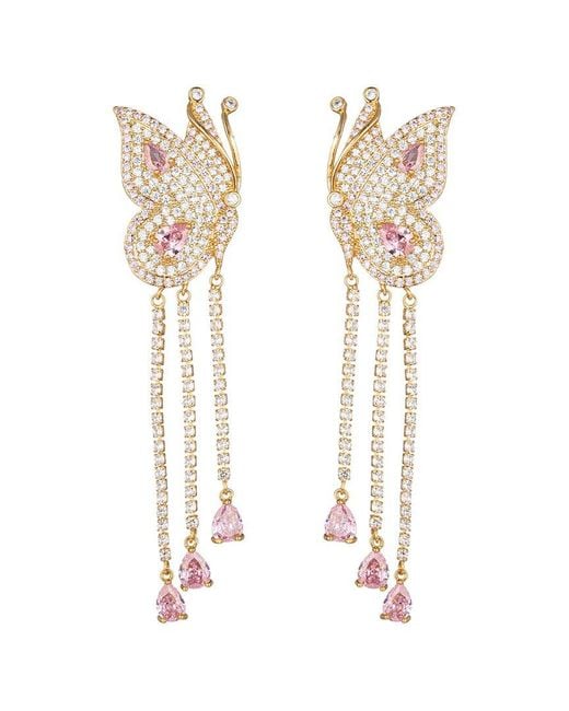 Eye Candy LA White Cz Butterfly Dangle Earrings