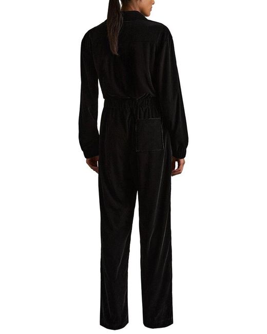 Reiss Black Vinnia Velvet Jumpsuit