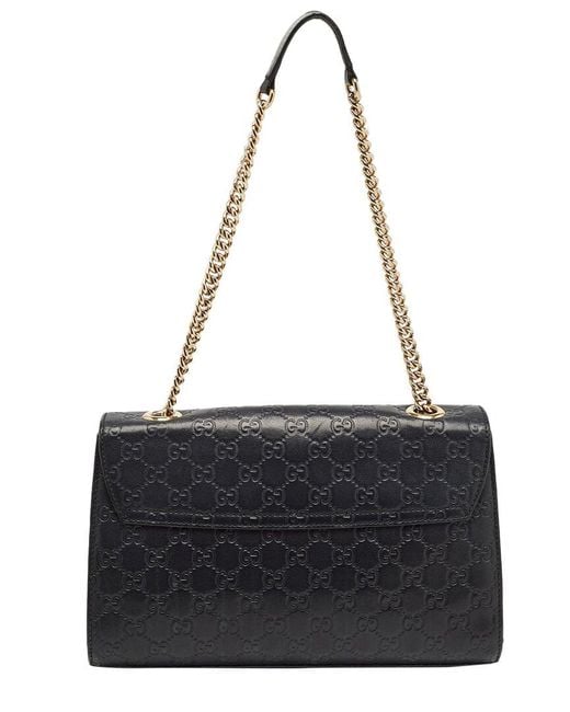 Gucci Black Sima Emily Medium Leather Shoulder Bag