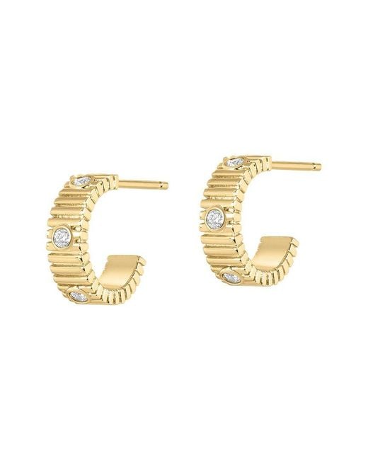 Electric Picks Metallic 14K Plated Cz Cornelia Huggie Hoops