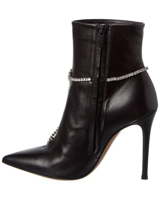 Gianvito Rossi Black Brilliant 105 Leather Bootie